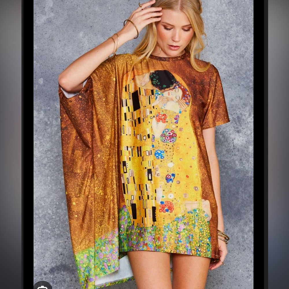 Blackmilk x Gustav Klimt “The Kiss” Drape Shirt Dress Size L